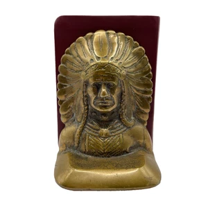 Vintage Indian Native American Chief Stamped "SOLID BRONZE" Bookends Set of 2 - Picture 1 of 16