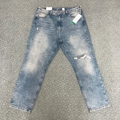 H&M &Denim Jeans Womens 14 Light Wash Vintage Slim High Waist Distressed Ripped - Image 1 of 4