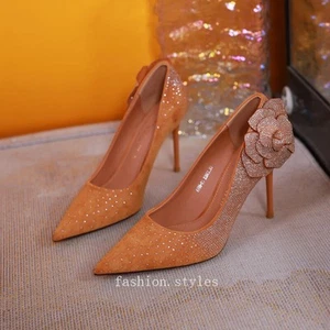 Zapatos de salón florales de tacón alto con estrás de tacón de aguja y punta para mujer - Imagen 1 de 20