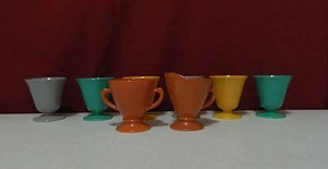  Juego de 8 Piezas Hazel Atlas Cristal Ovidio Helado Vasos y Crema y Azúcar - Imagen 1 de 5