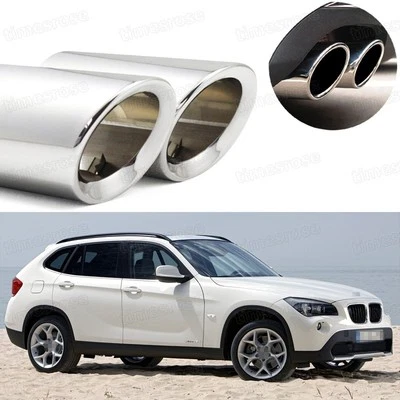 Silver Car Exhaust Muffler Tip Tail Pipe End Trim New for BMW X1 2010-2015 #038 - Image 1 of 4