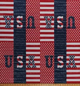 35.5" X 68" Packcloth Panel USA Stars & Stripes Patriotic America Fabric D245.20 - Picture 1 of 1
