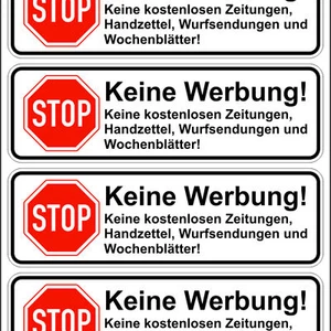 24x Aufkleber für Briefkasten STOPP KEINE WERBUNG und ZEITUNGEN UV geschützt - Bild 1 von 4