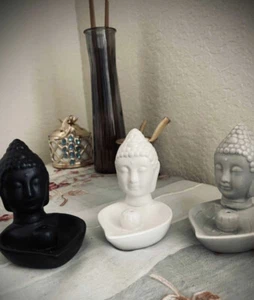NEW Set of (3) Ceramic Buddha Incense Holders - Picture 1 of 5