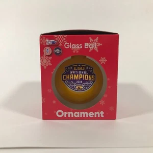 LSU Tigers 2019 SEC National Champions Yellow Glass Ball Christmas Ornament - Picture 1 of 11