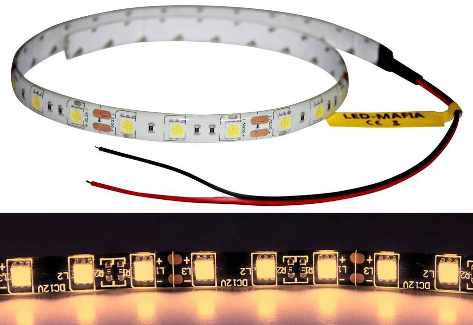 Striscia LED 12V Volt impermeabile cavo bianco caldo M3 illuminazione striscia 9,99€/m - Immagine 1 di 1