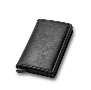 LEATHER CARBON FIBER Mens Wallet RFID Blocking Purse Slim Card Holder - Picture 1 of 7