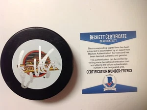 Bo Horvat Signed Autographed Canucks Throwback Hockey Puck Beckett BAS COA a - Picture 1 of 2