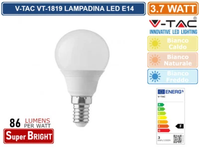 V-TAC VT-1819 LAMPADINA LED E14 3,7W MINIGLOBO P45 320LM - Immagine 1 di 2