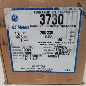 MOTORE A CONDENSATORE GE GENERAL ELECTRIC 3730 2,8 AMP 1/2 HP 1075 RPM 5KCP39PGS408AS - Foto 1 di 1