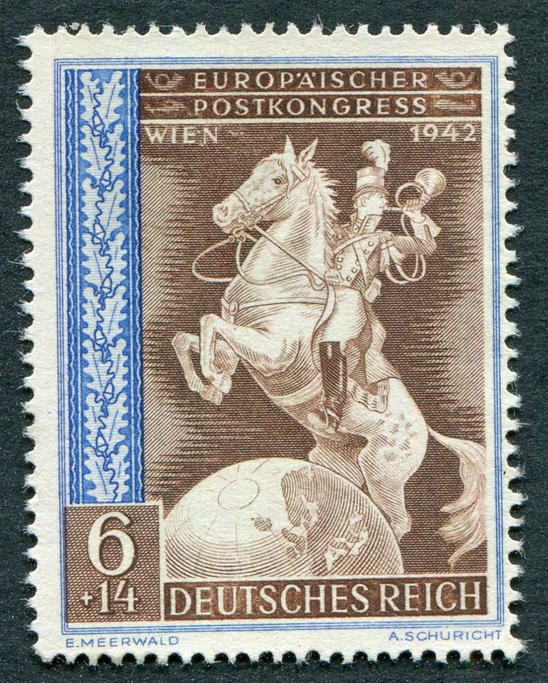 GERMANY Third Reich 1942 6pf+14pf SG811 mint MH NG Postal Congress Vienna #A06 - Image 1 of 1