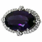 Art Deco Large Oval Violet Purple White Stonestudded Designer Brooches For Women