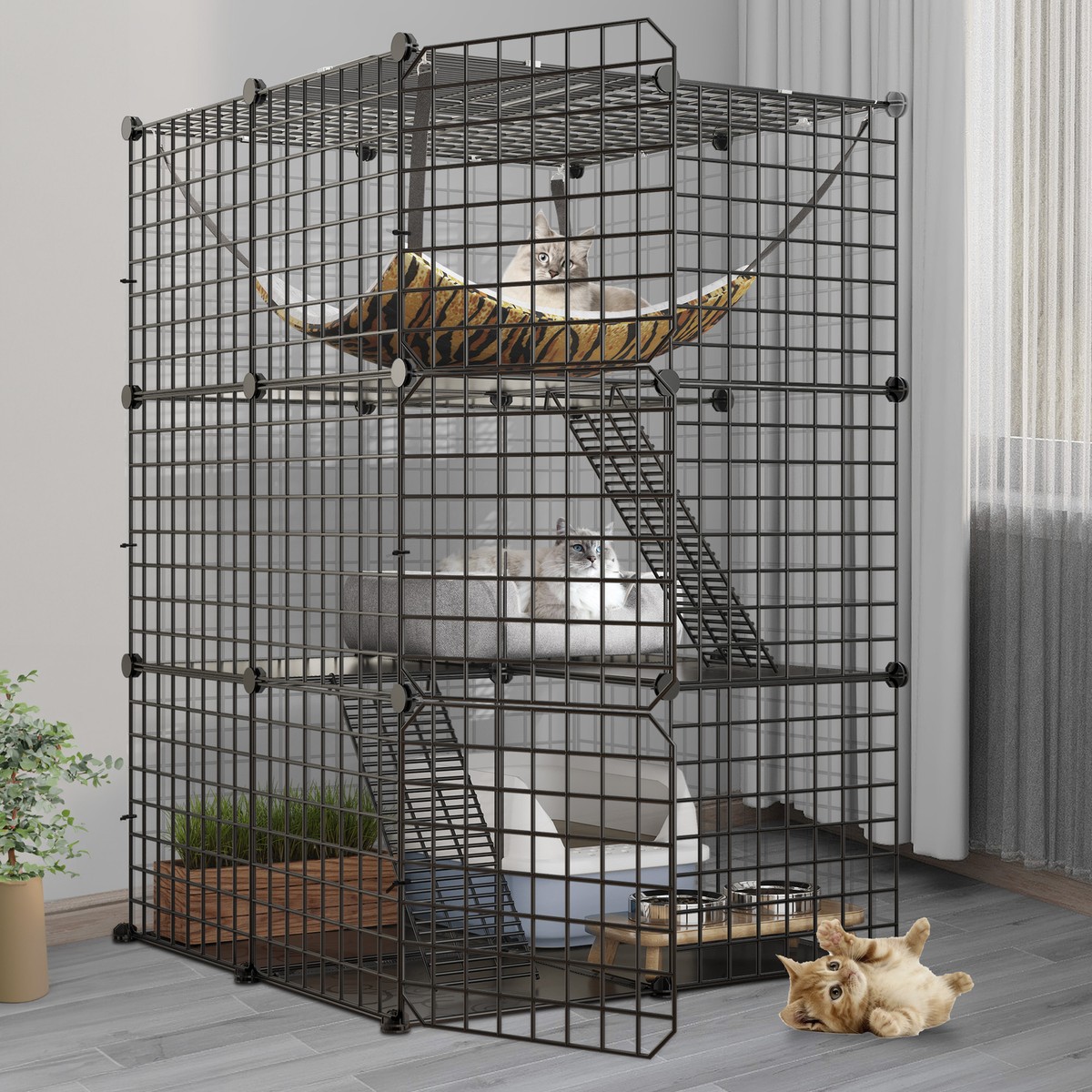 Cat Cages Indoor Cat Cage LotFun 3-Tier 38