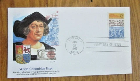 EXPLORER CHRISTOPHER COLUMBUS 1992 COLUMBIAN EXPO FLEETWOOD CACHET FDC UNADDR VF Cover