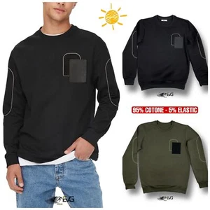 FELPA MAGLIA UOMO GIROCOLLO TOPPE RICAMATE OUTFIT PRIMAVERILE FRESCO COTONE EVG - Foto 1 di 12