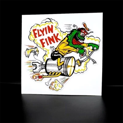 FLYIN' FINK Vintage Style DECAL, Vinyl car STICKER, hot rod, rat rod Foto 1 de 3