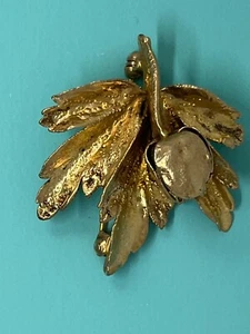 Vintage Dänemark Tilia Blatt und Samenkapsel Brosche Pin plattiert Sterling - Bild 1 von 5