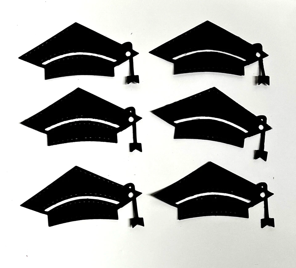 Punchies con forma troquelada con tapa de graduación x6 - negro mate, álbum de recortes para hacer tarjetas Foto 1 de 1