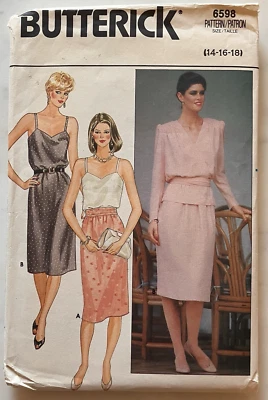 Butterick 6598 Misses / Miss Dress Blouse & Belt Vintage Pattern 14 16 18 Cut - Image 1 of 4