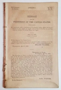RELACIONES ESTADOS UNIDOS Y JAPÓN 1852 Mensaje Presidente Fillmore Daniel Webster - Imagen 1 de 6