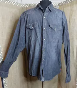 Wrangler Men's Charcoal Black Denim Jean Snap Button Up Western Shirt Size XL - Picture 1 of 8