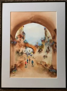Edward Ben Avram, ""Arcos de Jerusalén"" - Acuarela original, firmada, enmarcada - Imagen 1 de 10