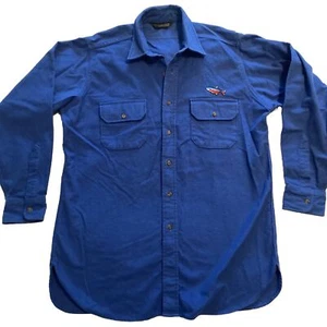 Vintage Lands' End Langarm Flanellhemd mit Knopfleiste Herren L-XL? Kreuzstich - Bild 1 von 9