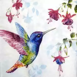 4x einzelne Papierservietten für Decoupage und Party - Kolibri hellblau - Bild 1 von 4