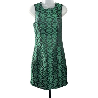 L'Wren Scott For Banana Republic Black And Green Jacquard Sheath Dress Size 2 - Image 1 of 4