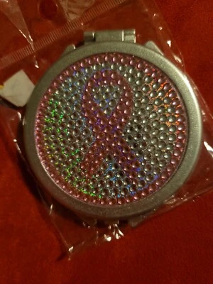 Womens Hand Bags Portable Mirror pink ribbon breast cancer ribbon - Image 1 of 4