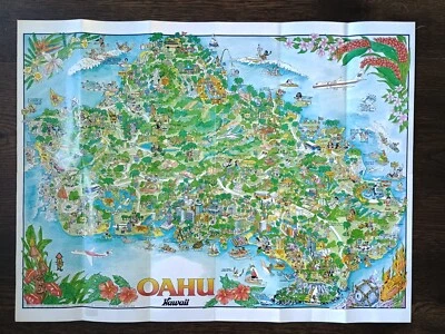 1979 Kim Forrest Pictorial Map of Oahu, Hawaiian Islands - Imagem 1 de 4