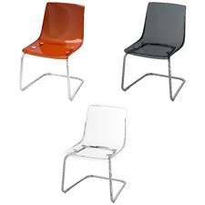 Ikea TOBIAS Transparent Chair, Chrome-Plated, Plastic Dining Chairs Vanity Chair