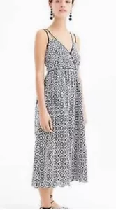 Abito nuovo con etichette J.Crew midi con spalline in blu navy bianco ritaglio occhielli ricamato 10 - Foto 1 di 11