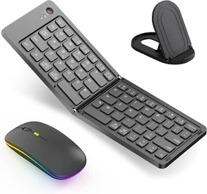 Wireless Bluetooth Keyboard and Mouse Combo,Foldable Keyboard Set, Mini Portable - Picture 1 of 6