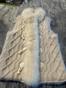 Lux St. John Knits Fur Collar Cashmere Knit Vest NWT - Picture 1 of 6