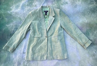 Jaqueta Blazer Feminina Vintage Denim & Co. Couro Verde Tamanho G. - Imagem 1 de 4