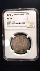 1845 O NO DRAPERY SEATED HALF NGC VF35 SILVER 50C Coin BUY IT NOW! - Picture 1 of 4