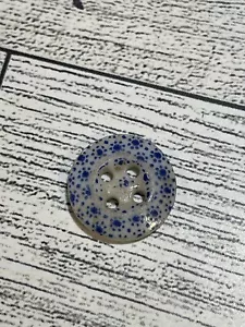 Antike Vintage China Schablone Knopf 7/16" blau einzigartiges Muster - Bild 1 von 3