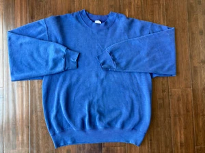 Vintage 90s BVD Crew Neck Sweatshirt Adult Large Blue Blank Pullover Grunge USA - Picture 1 of 12