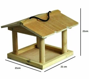 HANGING WOODEN BIRD TABLE FEEDING STATION GARDEN BIRD TREE BRACKET HANG NEW - Picture 1 of 3