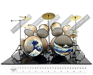 mini double drum set pink floyd hokusai wave kit japan miniaturen Schlagzeug 1:4 - Bild 1 von 7