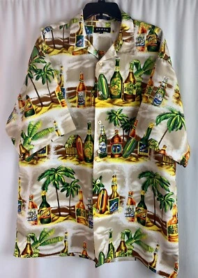 Koman 运动夏威夷衬衫男式 XL 纽扣沙滩啤酒热带冲浪旅行 — 第 1/4 张图片