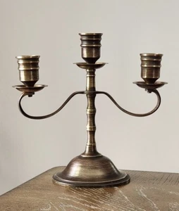 Vintage 3 Arm Branches Brass Candelabra Candle Holder Candlestick 11” - Picture 1 of 8