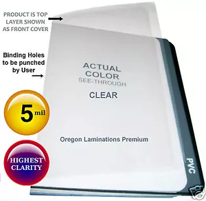 100 durchsichtige Berichtsbindung Hüllen 8-1/2 x 14 Legal Plastik Blätter ungelocht 5 Mil - Bild 1 von 3