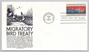 First Day Cover Scott's #1306 Migratory Bird Treaty 1966 Pittsburgh PA - Picture 1 of 2