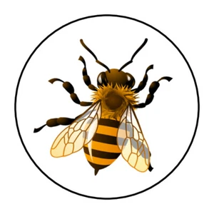 honey bee stickers, labels, tags, envelope seals, yellow bees - Picture 1 of 1