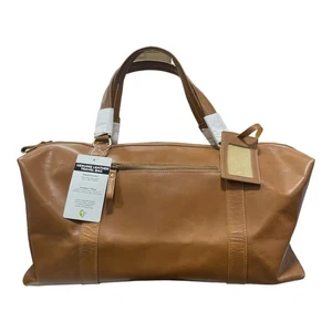Genuine Leather Travel Bag w/ RFID Protection & Shoulder Strap, Light Brown - Picture 1 of 2