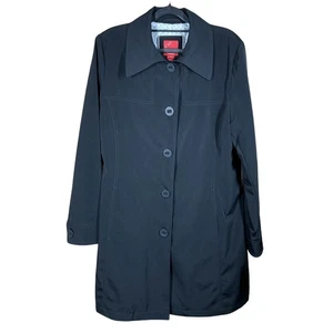 Neu mit Etikett Esprit Damen schwarz gefütterter Mantel Regenmantel Trench Größe Large UVP 120 $ - Bild 1 von 8