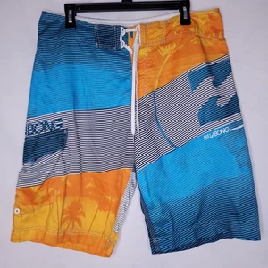 Billabong Board Shorts Mens 34 Blue, Orange Striped Palm Tree - Picture 1 of 3