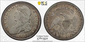 1828 Curl Base 2, No Knob Capped Bust Silver Half Dollar 50C PCGS VG 10 - Picture 1 of 6